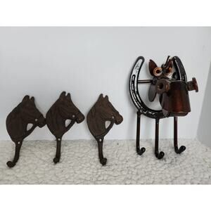 Horse Ranch Style Coat Hooks Cast Iron, Western And Glossy Unique Horse CoatRack